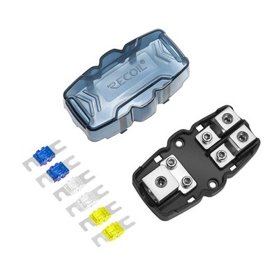ZMFH12 2-Way Mini-ANL Fused Distribution Block 0/2/4 In, 4/8 Gauge Out, 2 Kits