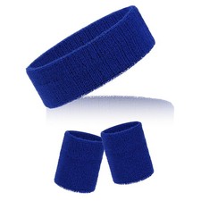 Sucrain 3 Pieces Sweatbands Set, 1 6.7 x 2.4 inch, 3.1 x Blue