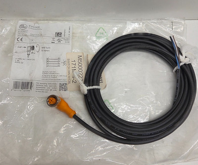 NEW IN BAG! IFM EFECTOR 4A 250V M12 RIGHT ANGLE CABLE ADOAH040MSS0005H04-EVC005