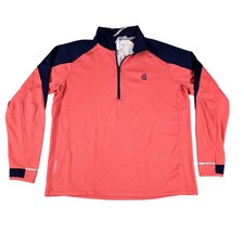 Zero Restriction Golf 1/4 Zip Pullover Sweater Mens Large Coral Navy MOC Logo