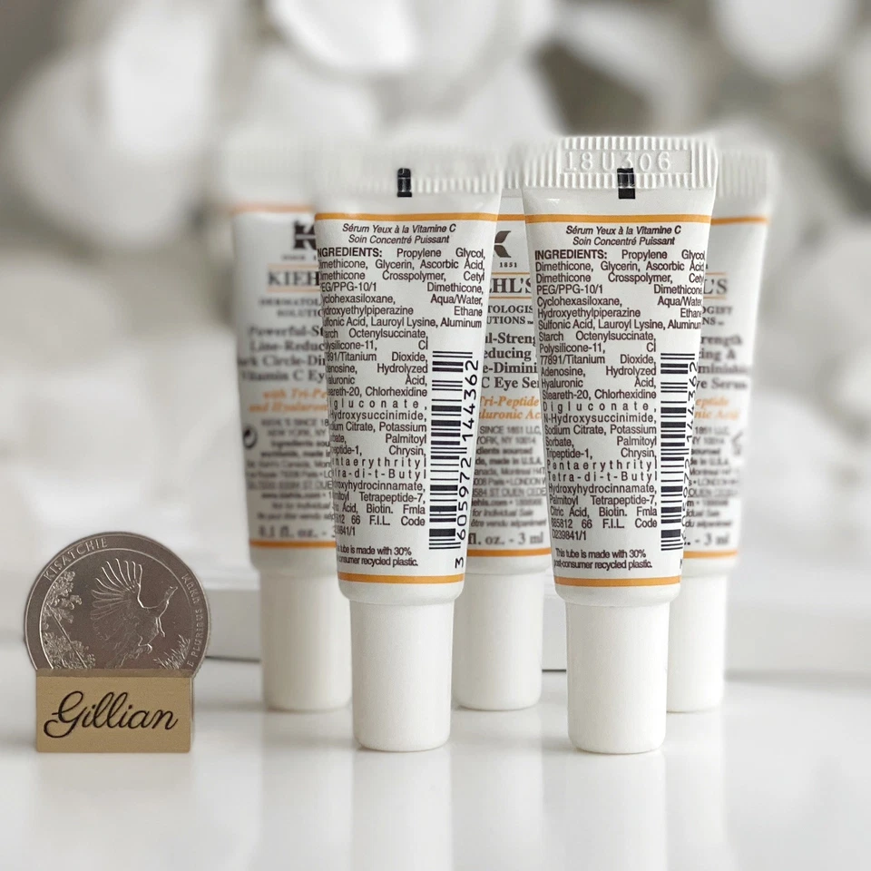 5x KIEHL'S Potente Fuerza Ojeras Vitamina C Suero para Ojos 0.1 oz / 3 ml Cada uno Foto 3 de 4