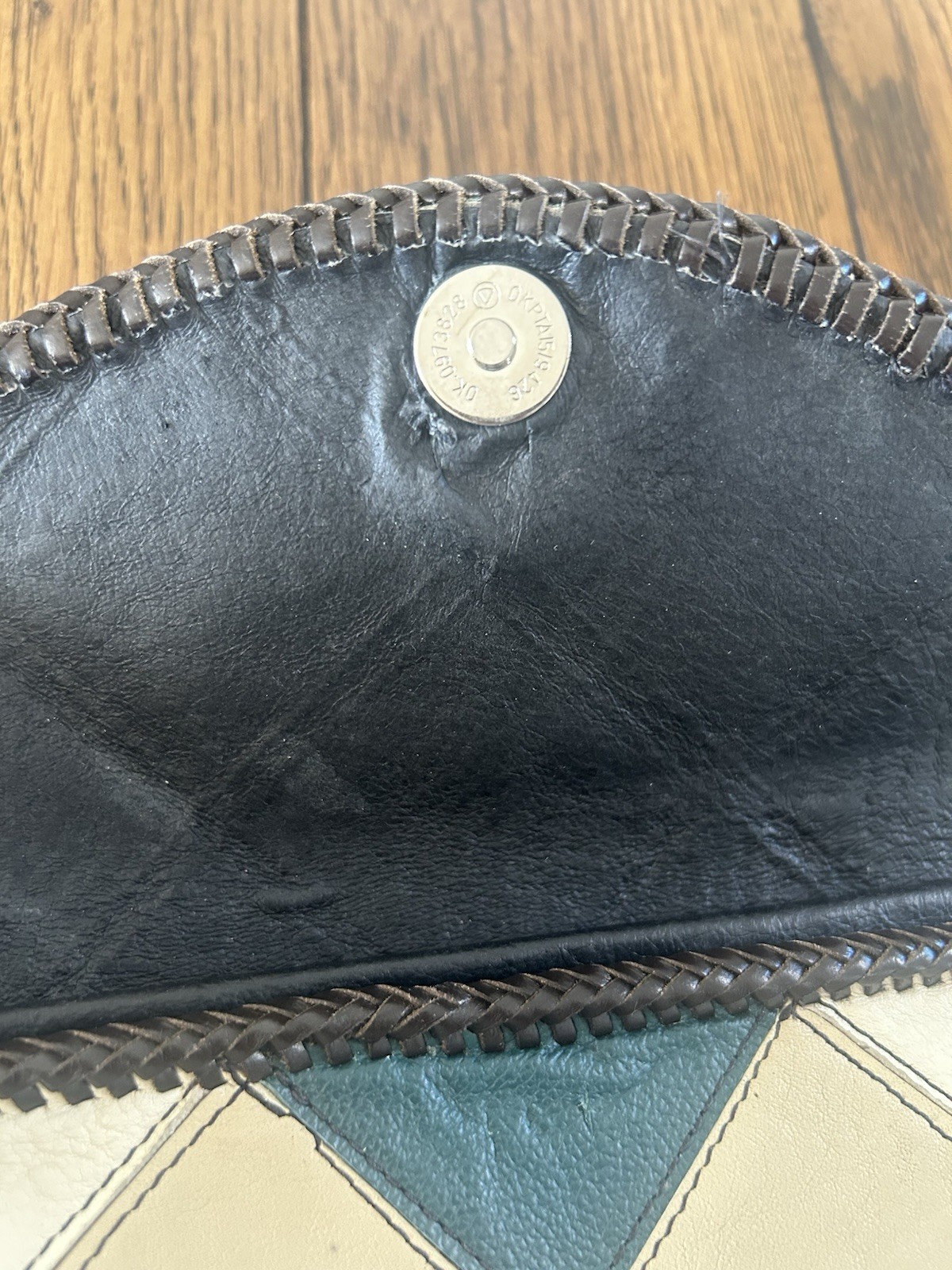 Vintage Patchwork Leather Bifold Wallet Button Sn… - image 6