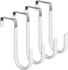 HOOSUN 4 Pack Over The Door Hooks,4.96In Hooks for Hanging 4.96 inch, White 