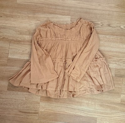 Free People Peasant Tunic Top Rustic Top Size XS Ruffles Oversized