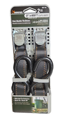  Keeper 05716 Cam Buckle Tie-Down 1  x 8  400 Lbs 2 Pack