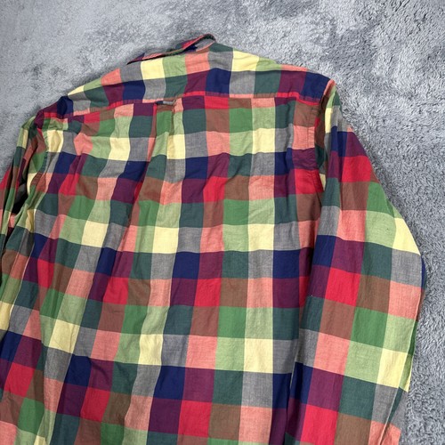 Camicia vintage Gant Rugger uomo taglia XL quadri pastelli India Club Madras anni 80 uniforme - Foto 12 di 12