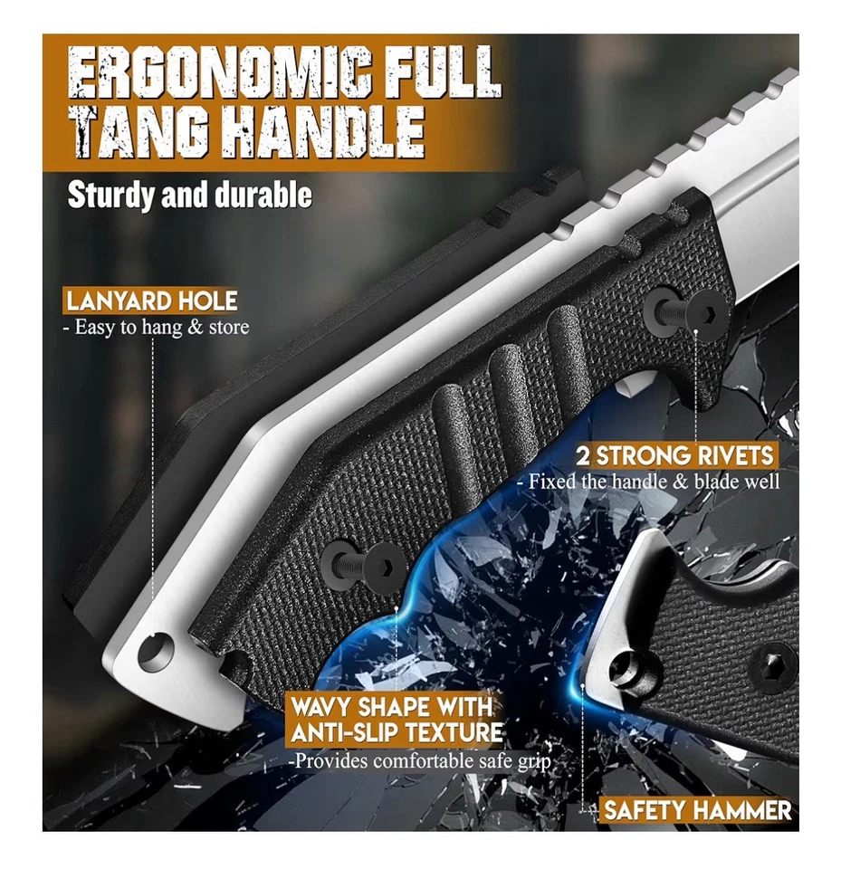 "Cuchillo de hoja fija Dream Reach Master Full Tang de 18"" con funda" Foto 4 de 4