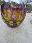 Murano Style Art Glass Vase Multi-Colored Hand-Blown Abstract Heavy Glass Retro