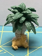 Miniature Resin Potted Plant with Cat Figurine