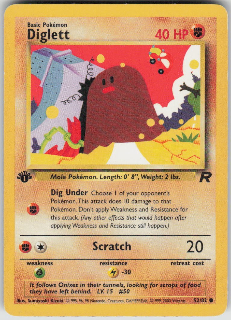 Pokemon Diglett 1st Edition Common Team Rocket 52/82 NM