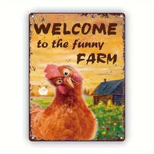[Rustic Aluminum Chicken Wall Decor] Funny Farm Chicken Humor Tin Metal Signs 