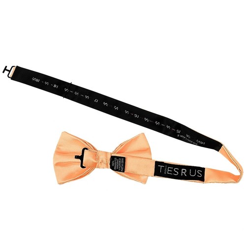 Plain Peach Mens Bow Tie and Pocket Square Set Grooms Wedding Formal Tie Hanky - Picture 3 of 4