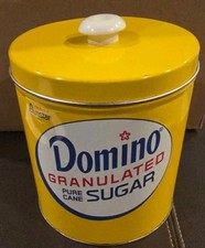 VTG J.L. Clark Domino Granulated Sugar Yellow Metal Tin Canister Pure Cane