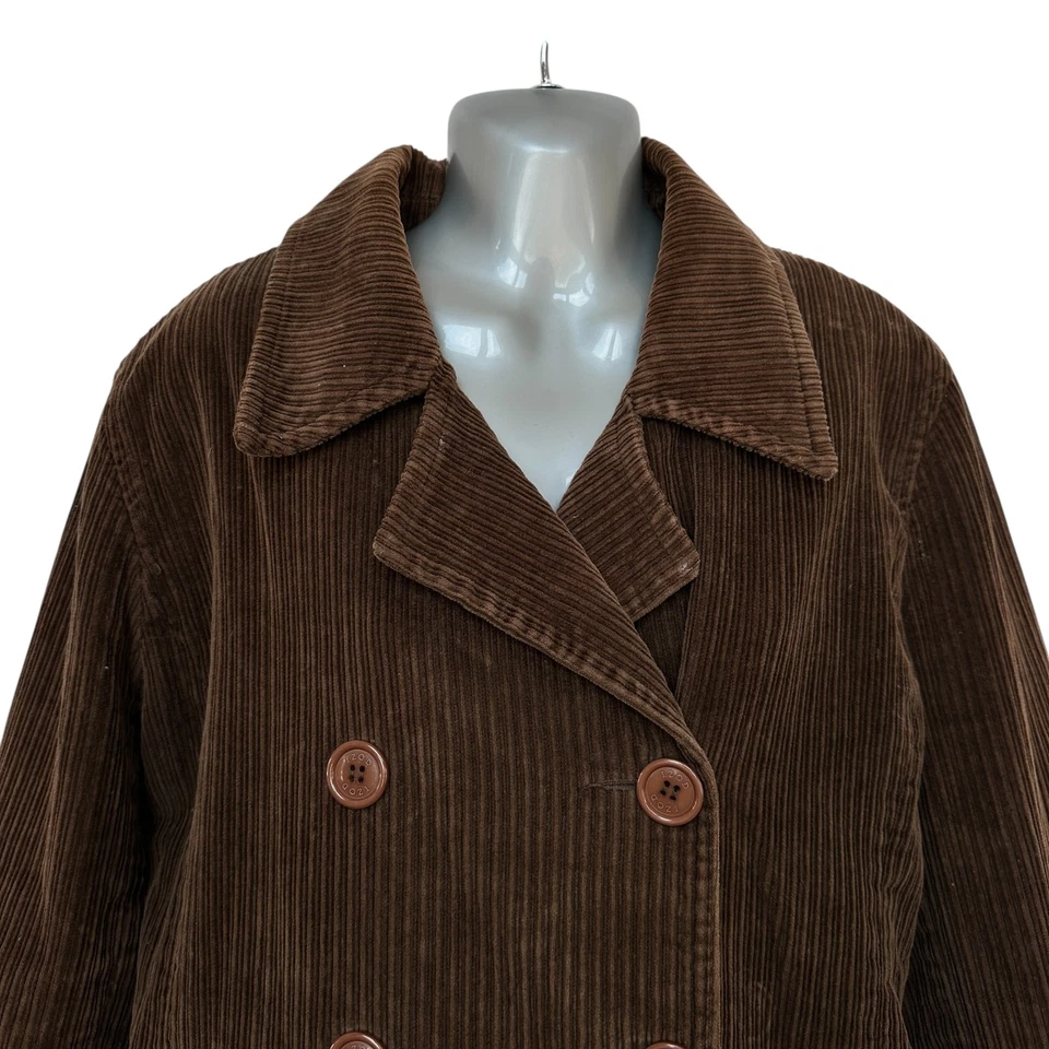 Винтажный Izod Peacoat коричневый вельвет ребристый Куртка Пальто женский размер большой - Изображение 3 из 4