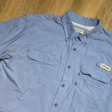 Magellan Outdoors Mens Relaxed Fit L Blue Fishing Shirt Laguna Madre Vent EUC