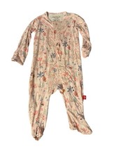 Magnetic Me Modal Footed Sleeper Baby 0 3M Pink Animal Floral Magnetic Pajamas