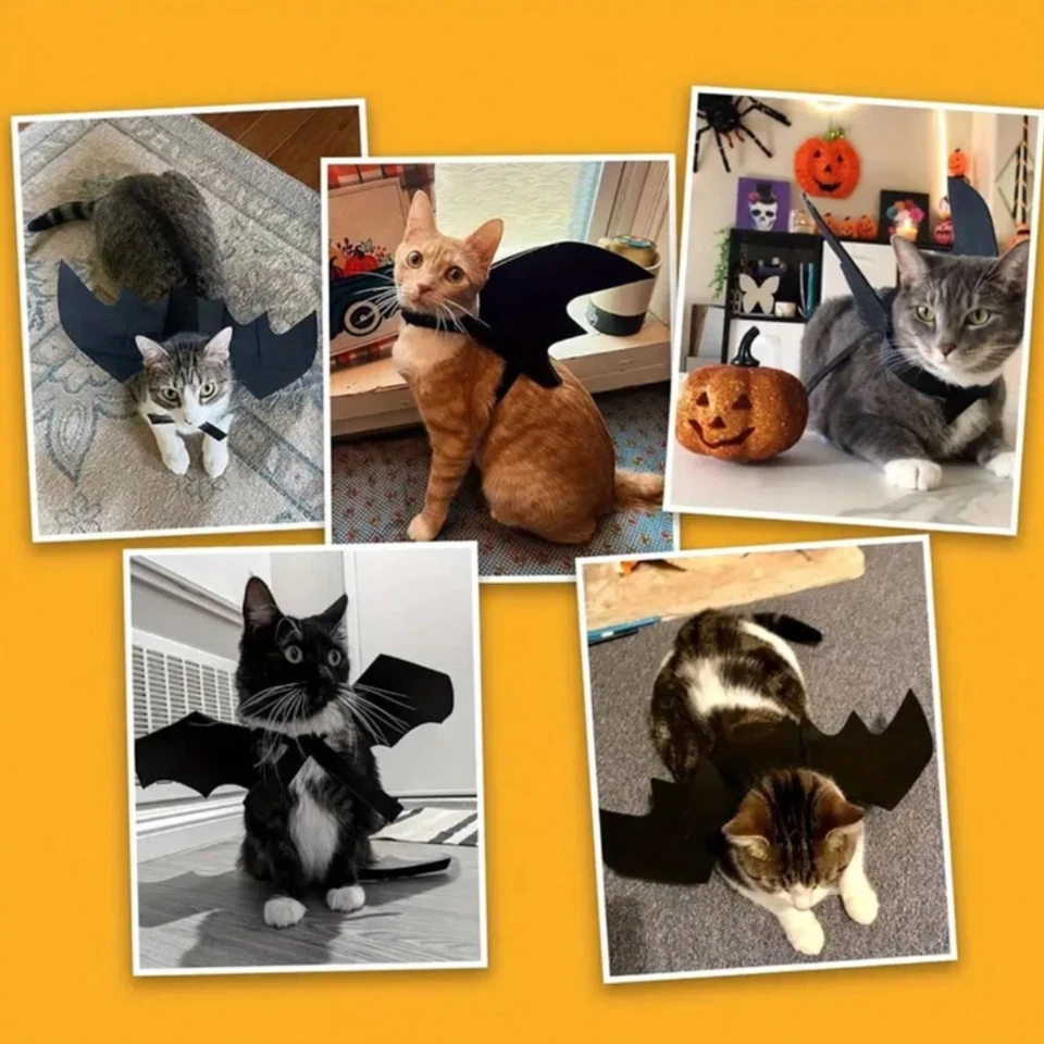 Cat Bat Wing Pets Halloween Costume Soft Polyester for Cat & Small Dog Halloween - Image 2 of 4