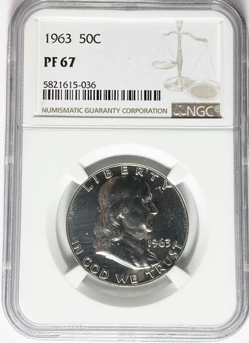 1963 50c Franklin Silver Proof Half Dollar Fifty Cents NGC PF67