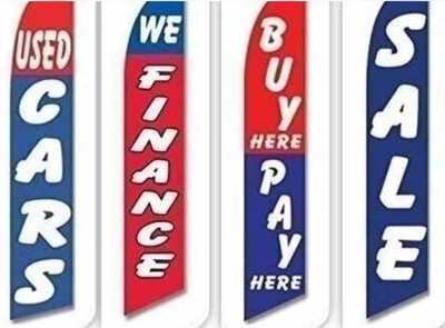  4x Car Flag Windless Swooper Auto We Finance Buy Here Pay Here Sale | NEW