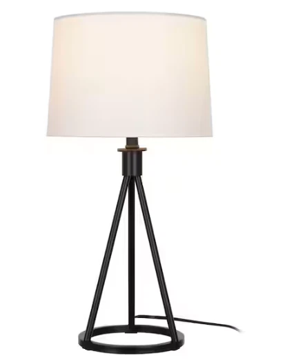 Hampton Bay Higgins 23.75 in. Black Tripod Table Lamp with Round Base - Image 3 of 4