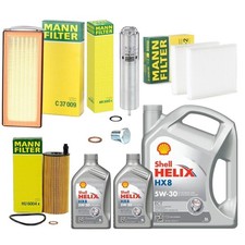 FULL MANN FILTERS SERVICE KIT 7L SHELL HX8 OIL FOR BMW 730d MSPORT F01 3.0 12-15