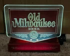 VINTAGE OLD MILWAUKEE BEER METAL BASE CASH REGISTER LIGHTED SIGN-BACK BAR-LAGER