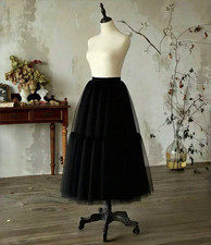 Women?s Black Tulle Petticoat Underskirt, Solid Layered, Elastic Waist One Size