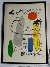 An Original Signed Joan Miro Lithograph Titled : " Galerie Maeght ".