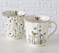 ❀ 2 x Kaffee Becher Set Blumen Wildblumenwiese Natur Nostalgie Tasse Tee 280C