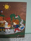 Vintage Folk Art Painting Children Going To School Unframed Sgn . N. A. 9 X 8 In — photo 3
