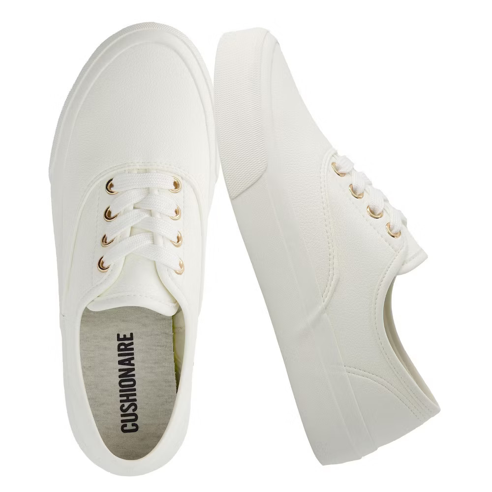CUSHIONAIRE Women s Freshman Canvas Lace-Up Sneaker with Memory Foam, Casual