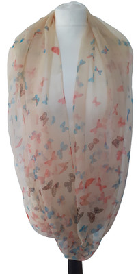 LoopSchal,  70 x 80/160 cm, Schmetterlinge, Seide/Viskose, Chiffon, superweich