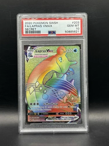 Pokémon 2020 Lapras VMAX 203/202 SWSH Secret Rare Holo Sword & Shield PSA 10