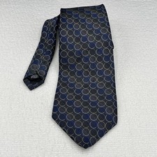 DKNY Mens 100 Silk Black Tie w/ Geometric Pattern And Blended Striped Coloring