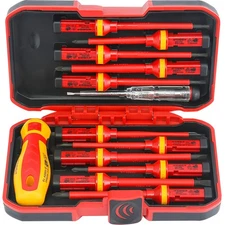 13 Piece Insulated Screwdriver Set Industrial Level 1000v Cr-V Magnetic Slott...