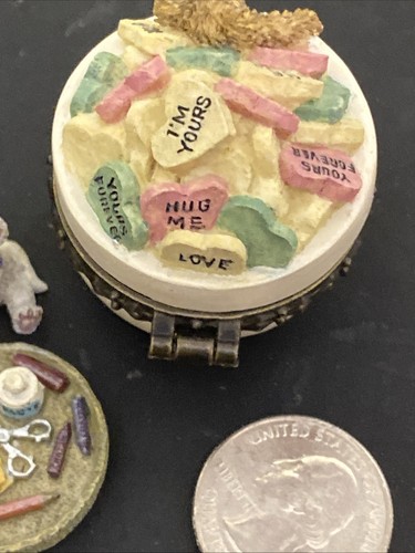 Boyds Bears Uncle Bean's Treasure Box Kiss Me Quick Trinket Box Valentines Gift - Picture 6 of 10