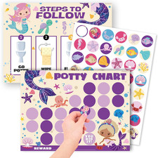 Potty Training Chart for Girls, Mermaid Theme, 8.3 X 11.2 Inches, 10 Pack Chart