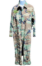 US 80's Military Coveralls Large Mechanic Cold Weather Woodland Camo Workwear