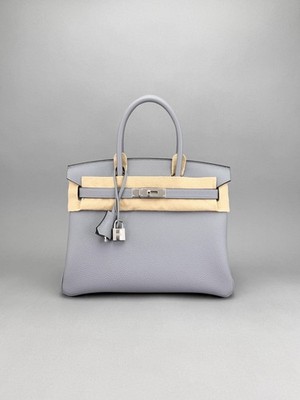 Hermes Birkin 30 Retourne Togo Gris Pantin Palladium Hardware K Stamp Full