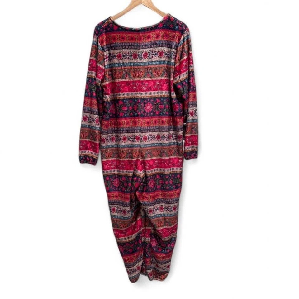 Pijama Natural Life magenta floral polar suave talla grande Foto 3 de 4