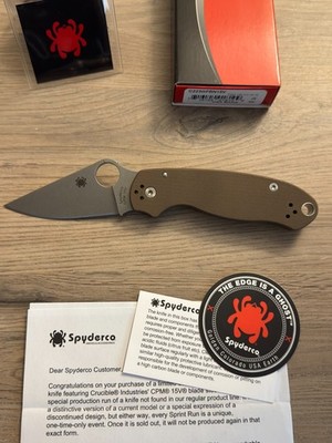 Spyderco Para 3 CPM 15V Satin Brown G10 Sprint Run Discontinued NEW C223GPBN15V