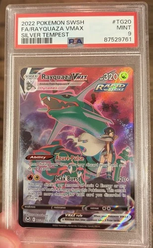 Pokémon Rayquaza VMAX TG20 Silver Tempest Holo Ultra Rare PSA 9
