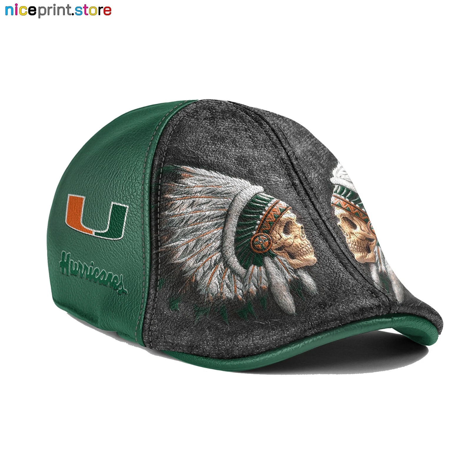 Miami Team Hurricanes Ivy Cap NCAA 6pannel Hat NCAA Flat Cap Driver