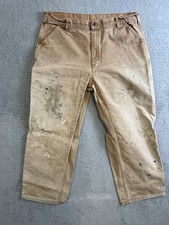 Carhartt Pants Mens 40x30 Brown Duck Double Front Dungaree Carpenter Made USA