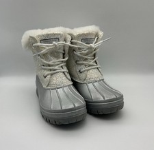 London Fog Silver Glitter Faux Fur Lined Winter Boots Style BF2020 Girls Size 3
