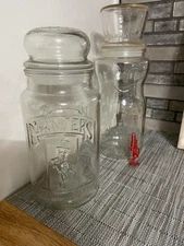 Vintage Planters Peanuts lot of 2 storage jars and a red plastic keychain EUC
