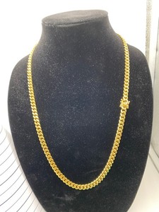 Authentic 26" Gold Plated Sterling Silver Cuban Link Chain Necklace