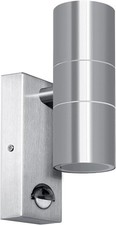 Kerry Outdoor Wall Lights, Up and Down Lamp with Motion Sensor Silver Stainless