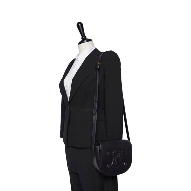 Borsa a tracolla Celine nera Cuir Triomphe Folco