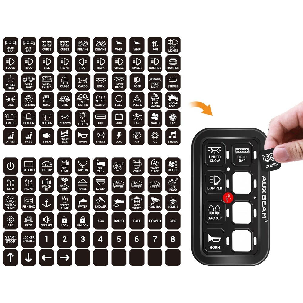 120PCS Vertical Switch Panel Sticker For AUXBEAM 6/8 Gang Switch